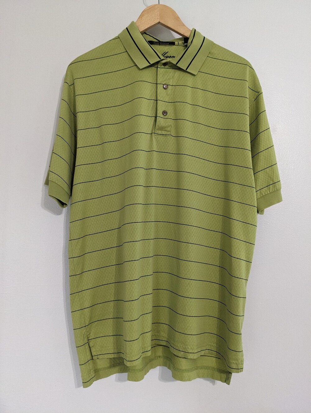 Ben Hogan Polo Shirt Mens Large Gold Fine Prima Cotton Double Green Short Sleeve